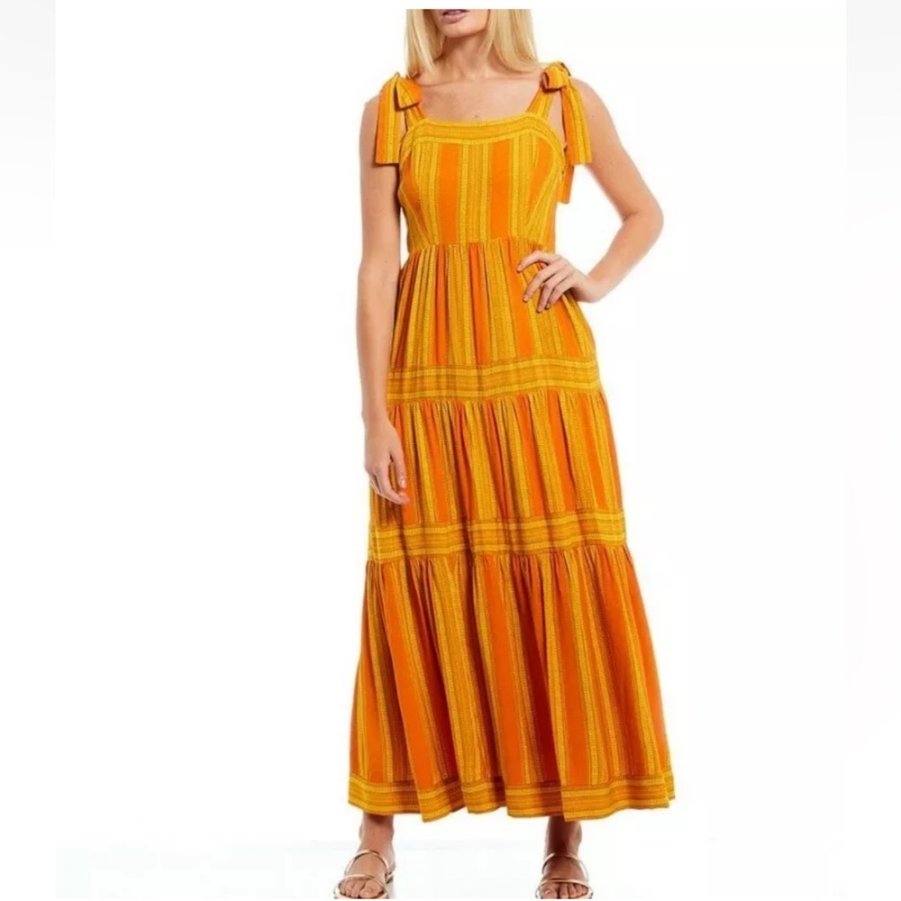 A Loves A Tier Print Square Neck Sleeveless Maxi Dress